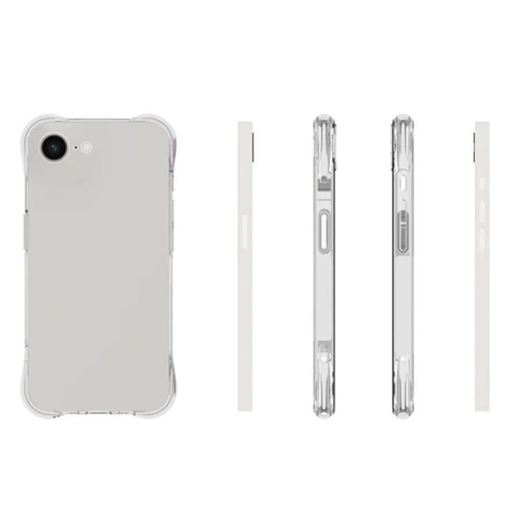 For iPhone 17e / 16e WANLONFENG Transparent Four-Corner Shockproof TPU Phone Case with Screen Film - Transparent