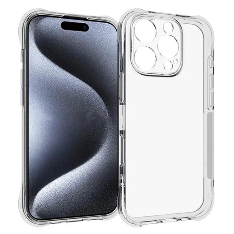 For iPhone 16 Pro WANLONFENG Transparent Four-Corner Shockproof TPU Phone Case with Screen Film - Transparent