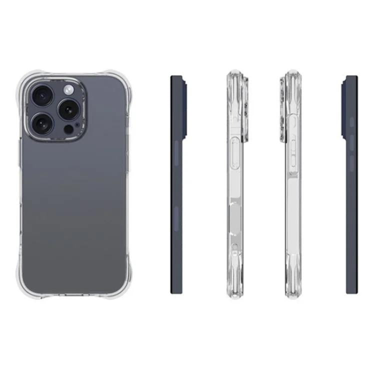 For iPhone 16 Pro WANLONFENG Transparent Four-Corner Shockproof TPU Phone Case with Screen Film - Transparent