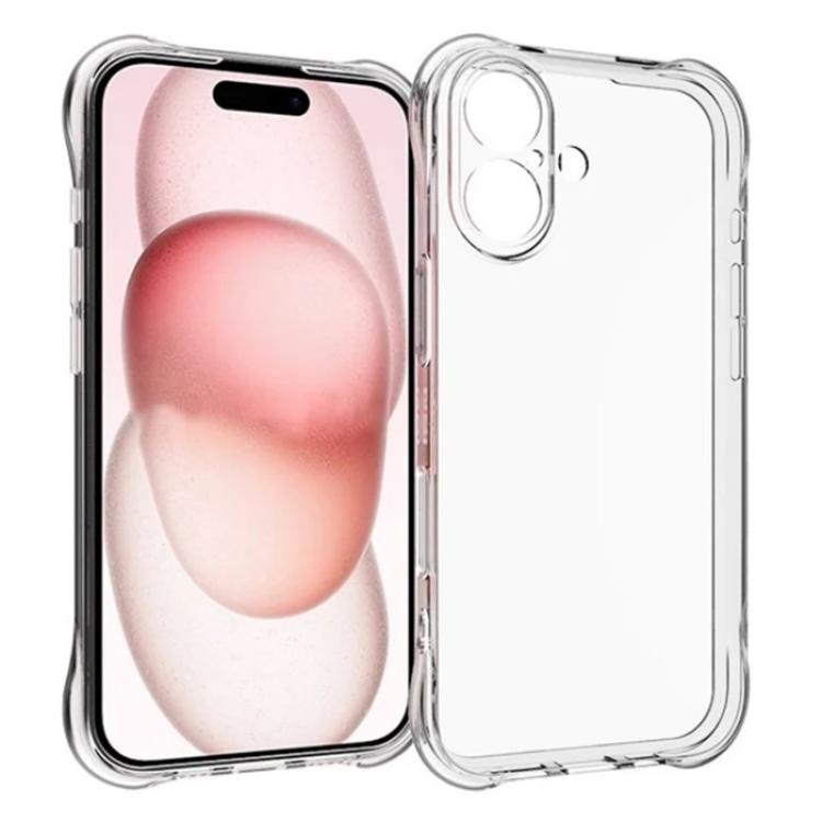 For iPhone 16 WANLONFENG Transparent Four-Corner Shockproof TPU Phone Case with Screen Film - Transparent