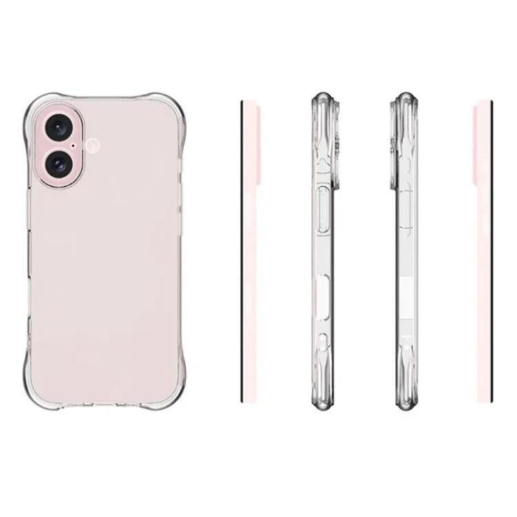 For iPhone 16 WANLONFENG Transparent Four-Corner Shockproof TPU Phone Case with Screen Film - Transparent