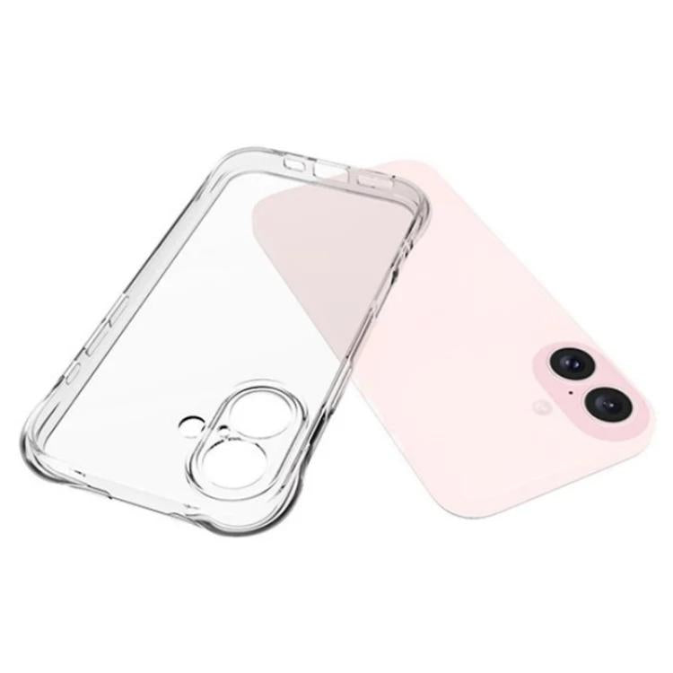 For iPhone 16 WANLONFENG Transparent Four-Corner Shockproof TPU Phone Case with Screen Film - Transparent