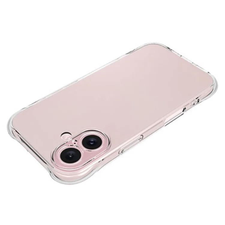 For iPhone 16 WANLONFENG Transparent Four-Corner Shockproof TPU Phone Case with Screen Film - Transparent