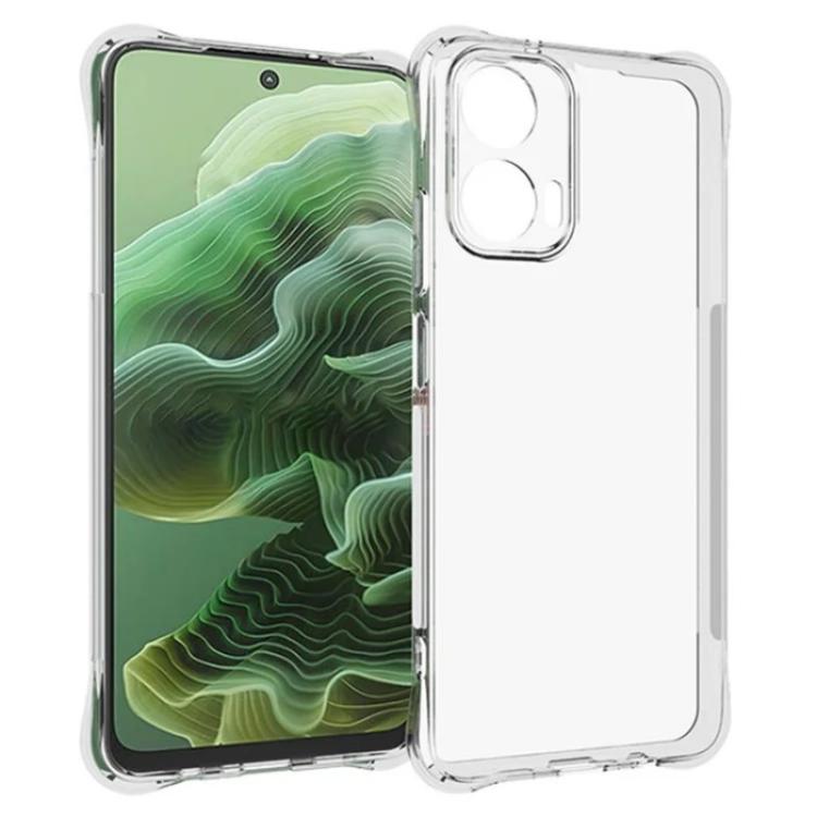 For Motorola Moto G35 5G WANLONFENG Transparent Four-Corner Shockproof TPU Phone Case with Screen Film - Transparent