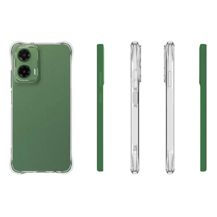 For Motorola Moto G35 5G WANLONFENG Transparent Four-Corner Shockproof TPU Phone Case with Screen Film - Transparent