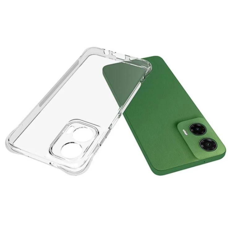 For Motorola Moto G35 5G WANLONFENG Transparent Four-Corner Shockproof TPU Phone Case with Screen Film - Transparent