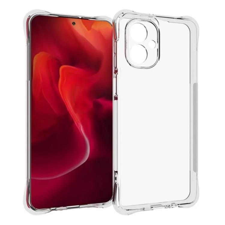 For Motorola Moto G55 5G WANLONFENG Transparent Four-Corner Shockproof TPU Phone Case with Screen Film - Transparent