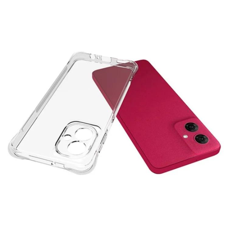 For Motorola Moto G55 5G WANLONFENG Transparent Four-Corner Shockproof TPU Phone Case with Screen Film - Transparent