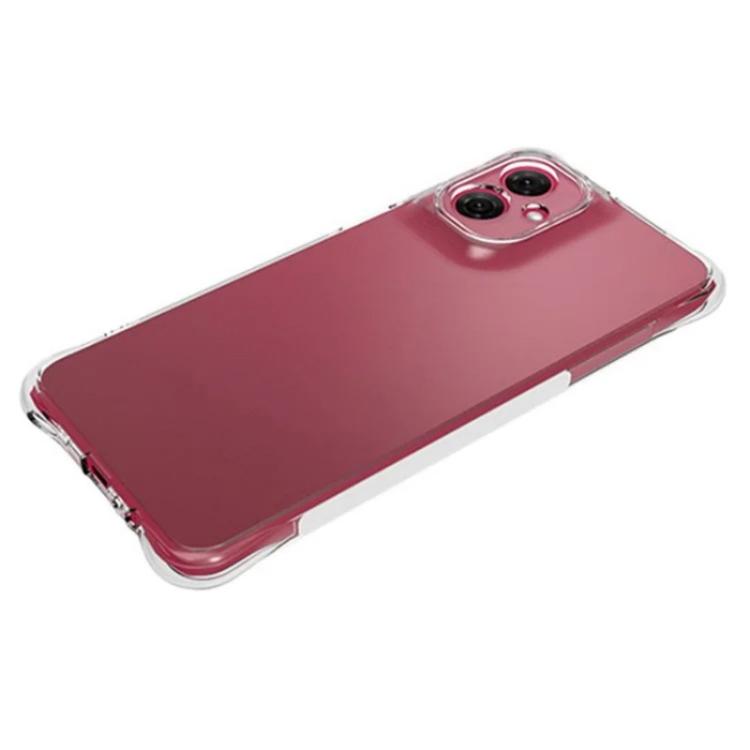 For Motorola Moto G55 5G WANLONFENG Transparent Four-Corner Shockproof TPU Phone Case with Screen Film - Transparent
