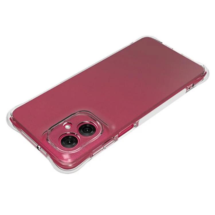 For Motorola Moto G55 5G WANLONFENG Transparent Four-Corner Shockproof TPU Phone Case with Screen Film - Transparent