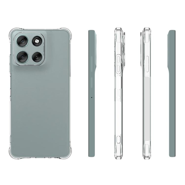 For Motorola Moto G56 5G WANLONFENG Transparent Four-Corner Shockproof TPU Phone Case with Screen Film - Transparent