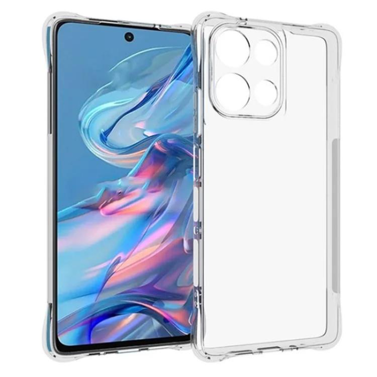 For Motorola Moto G75 5G WANLONFENG Transparent Four-Corner Shockproof TPU Phone Case with Screen Film - Transparent