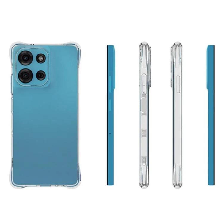For Motorola Moto G75 5G WANLONFENG Transparent Four-Corner Shockproof TPU Phone Case with Screen Film - Transparent