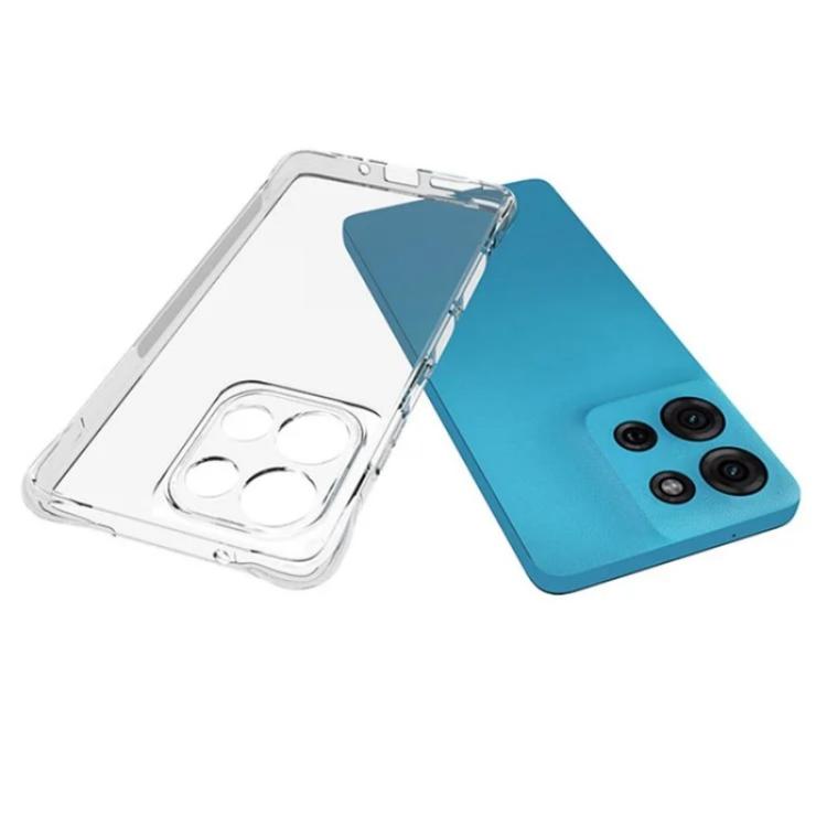 For Motorola Moto G75 5G WANLONFENG Transparent Four-Corner Shockproof TPU Phone Case with Screen Film - Transparent
