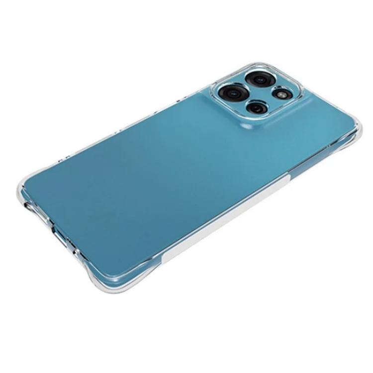 For Motorola Moto G75 5G WANLONFENG Transparent Four-Corner Shockproof TPU Phone Case with Screen Film - Transparent