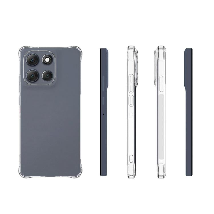 For Motorola Moto G86 5G WANLONFENG Transparent Four-Corner Shockproof TPU Phone Case with Screen Film - Transparent