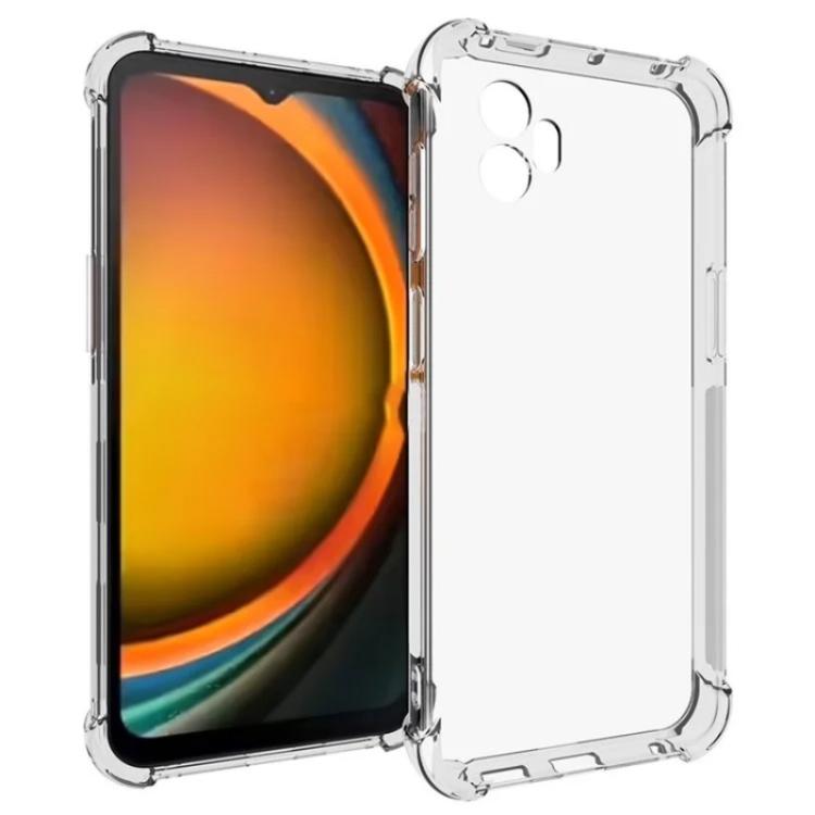 For Galaxy XCover7 Pro WANLONFENG Transparent Four-Corner Shockproof TPU Phone Case with Screen Film - Transparent