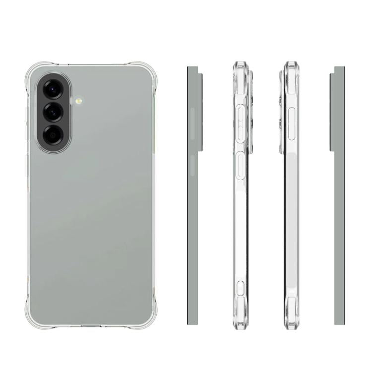 For Galaxy A57 5G WANLONFENG Transparent Four-Corner Shockproof TPU Phone Case with Screen Film - Transparent