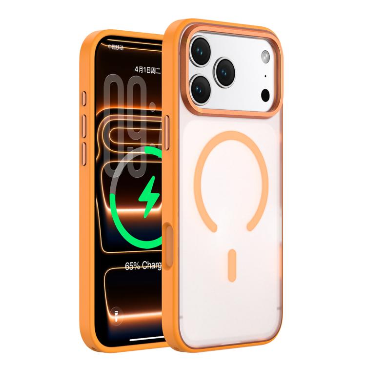 For iPhone 17 Pro Max Colorful Skin-Friendly Metal Lens Frame Magnetic Phone Case