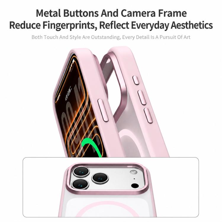 For iPhone 17 Colorful Skin-Friendly Metal Lens Frame Magnetic Phone Case