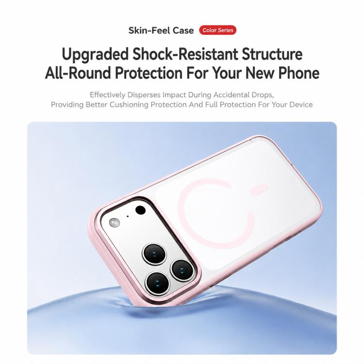 For iPhone 17 Pro Colorful Skin-Friendly Metal Lens Frame Magnetic Phone Case