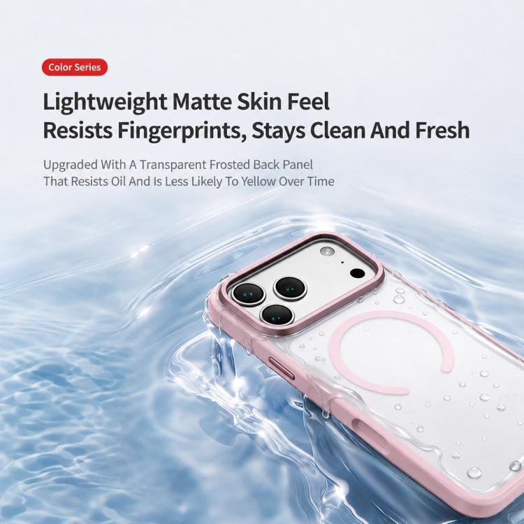 For iPhone 17 Pro Max Colorful Skin-Friendly Metal Lens Frame Magnetic Phone Case