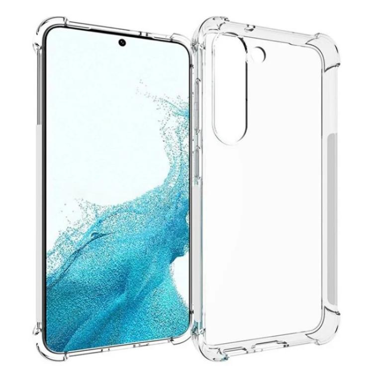 For Galaxy S23 5G WANLONFENG Transparent Four-Corner Shockproof TPU Phone Case with Screen Film - Transparent