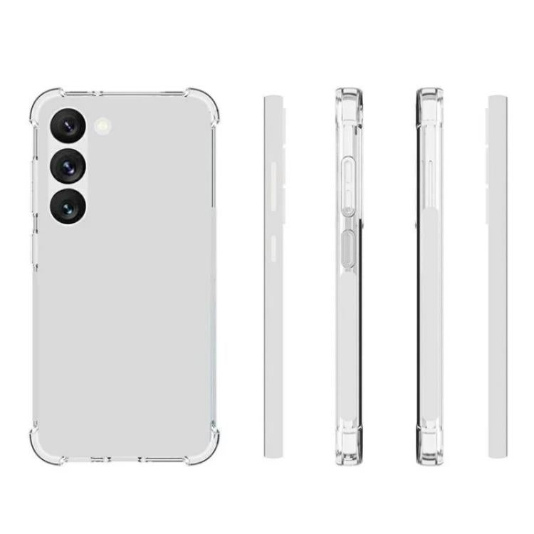 For Galaxy S23 5G WANLONFENG Transparent Four-Corner Shockproof TPU Phone Case with Screen Film - Transparent