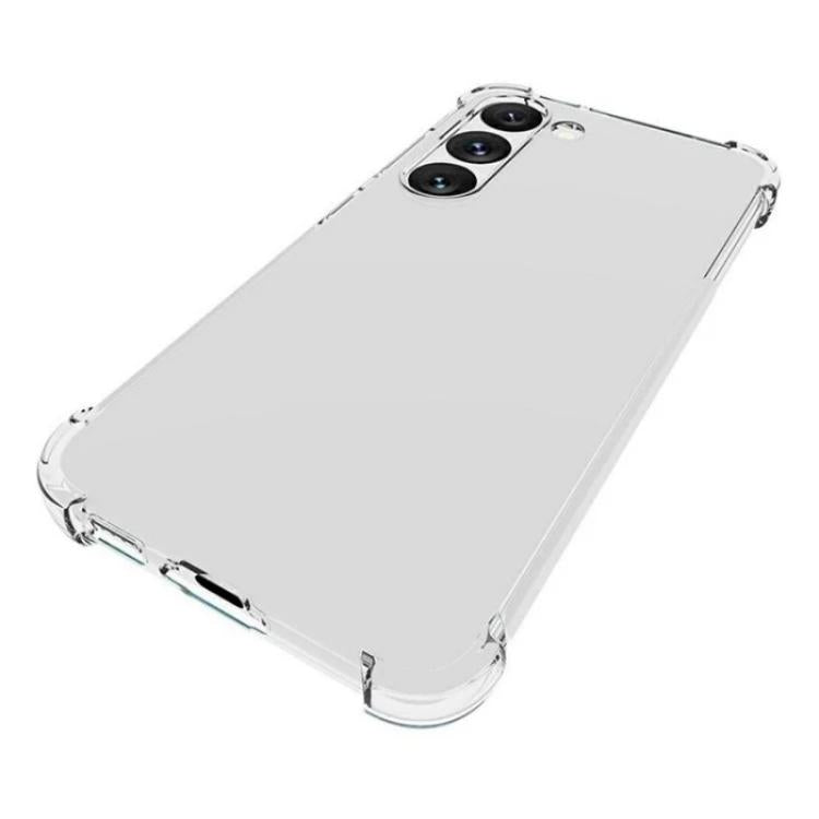 For Galaxy S23 5G WANLONFENG Transparent Four-Corner Shockproof TPU Phone Case with Screen Film - Transparent