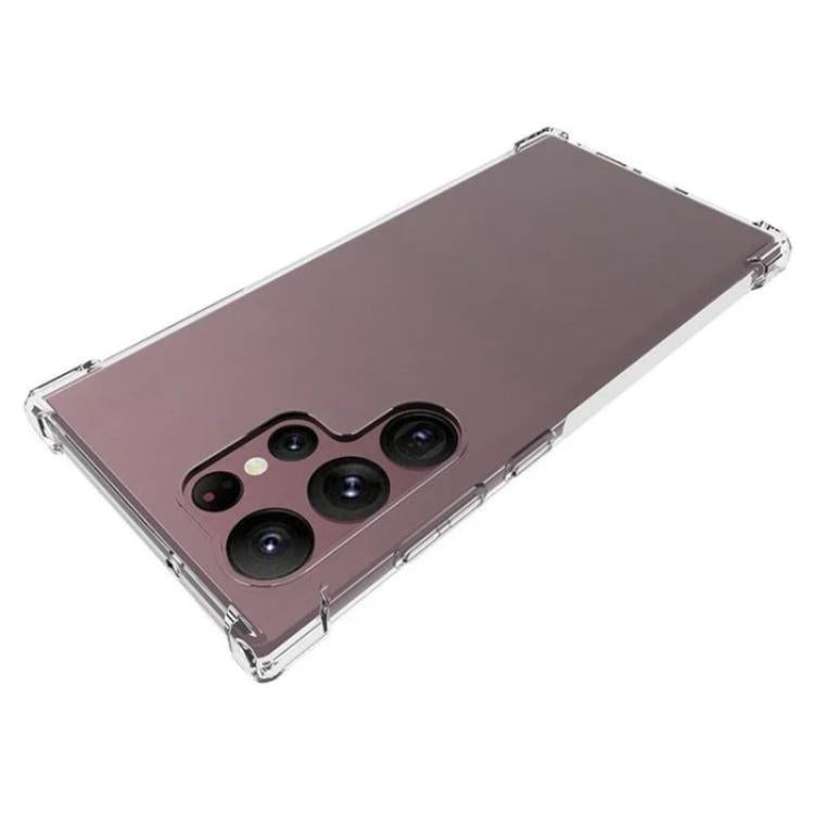 For Galaxy S23 Ultra 5G WANLONFENG Transparent Four-Corner Shockproof TPU Phone Case with Screen Film - Transparent