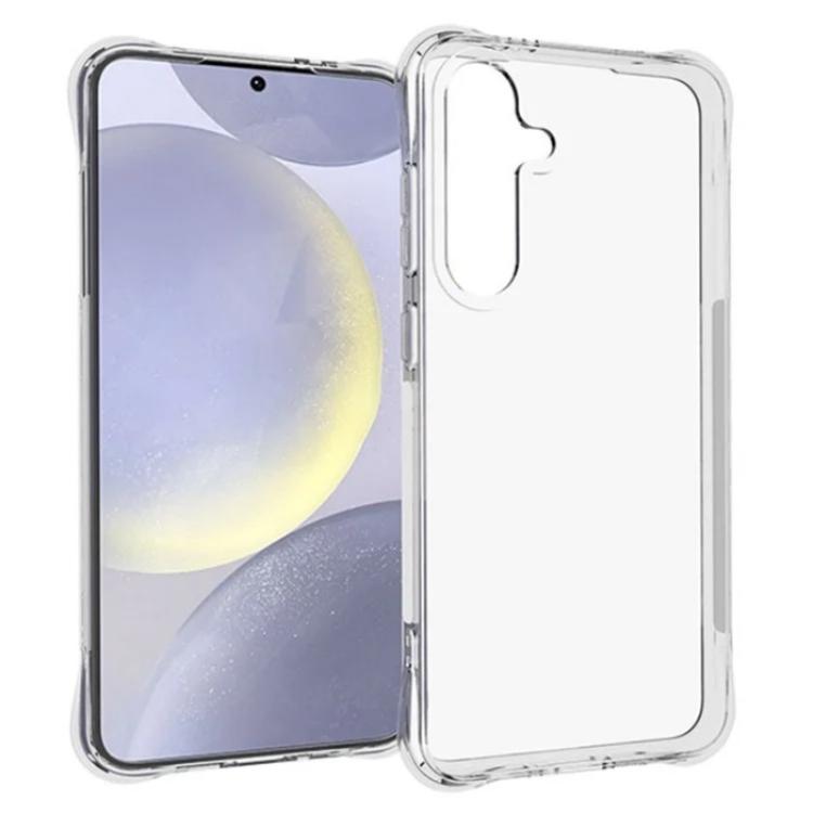 For Galaxy S24 FE 5G WANLONFENG Transparent Four-Corner Shockproof TPU Phone Case with Screen Film - Transparent