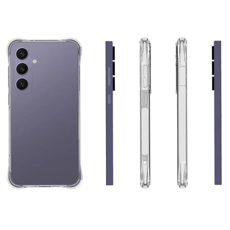For Galaxy S24 FE 5G WANLONFENG Transparent Four-Corner Shockproof TPU Phone Case with Screen Film - Transparent