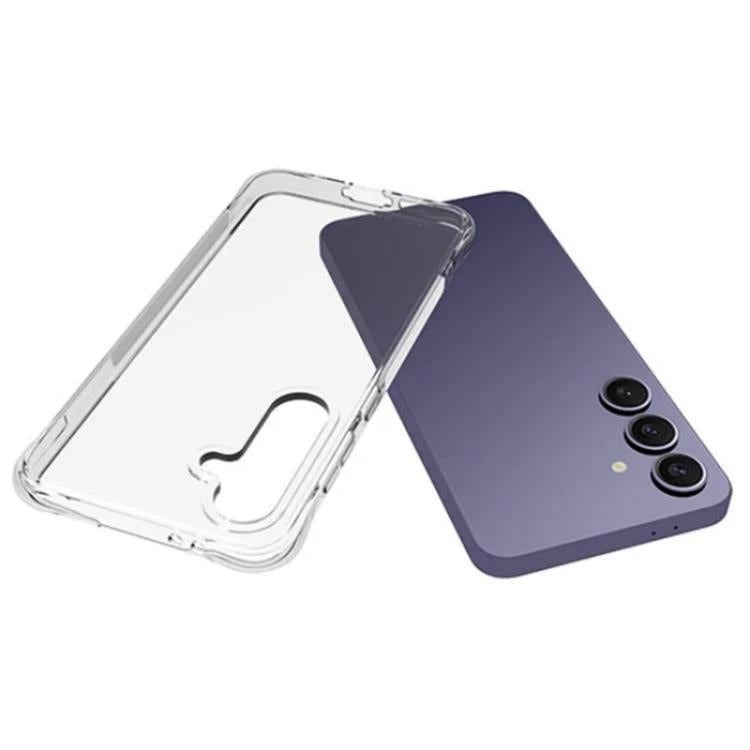 For Galaxy S24 FE 5G WANLONFENG Transparent Four-Corner Shockproof TPU Phone Case with Screen Film - Transparent
