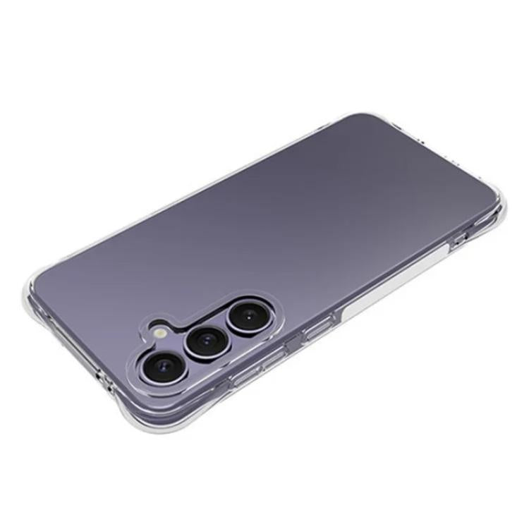 For Galaxy S24 FE 5G WANLONFENG Transparent Four-Corner Shockproof TPU Phone Case with Screen Film - Transparent