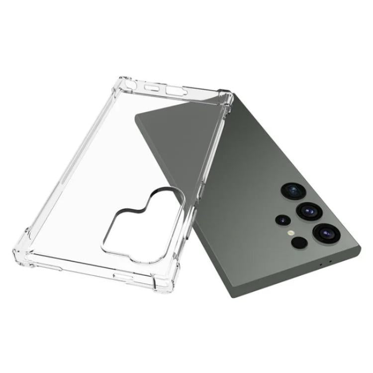 For Galaxy S24 Ultra 5G WANLONFENG Transparent Four-Corner Shockproof TPU Phone Case with Screen Film - Transparent