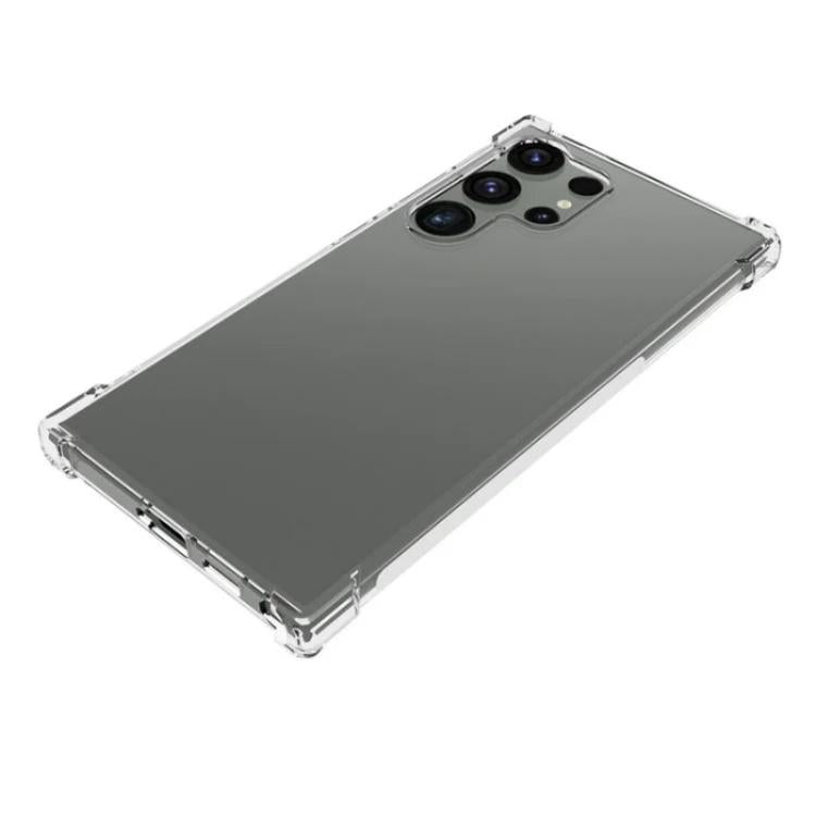 For Galaxy S24 Ultra 5G WANLONFENG Transparent Four-Corner Shockproof TPU Phone Case with Screen Film - Transparent