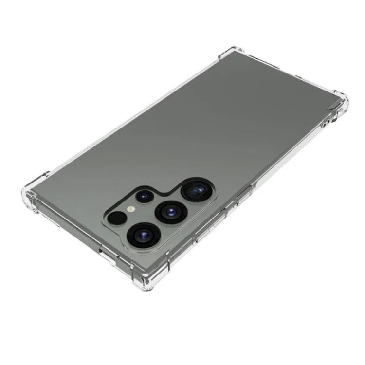 For Galaxy S24 Ultra 5G WANLONFENG Transparent Four-Corner Shockproof TPU Phone Case with Screen Film - Transparent