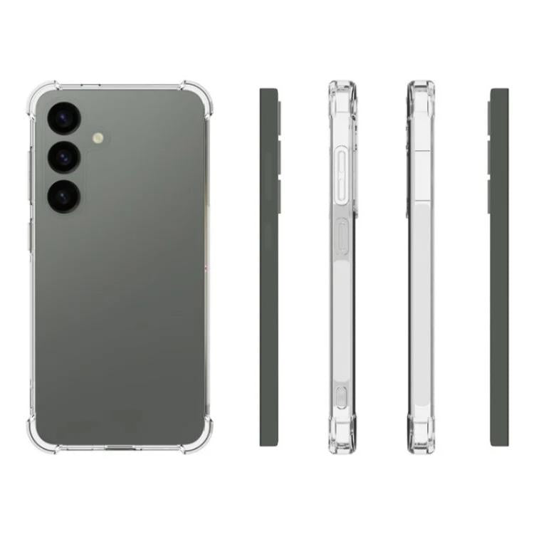 For Galaxy S24 5G WANLONFENG Transparent Four-Corner Shockproof TPU Phone Case with Screen Film - Transparent