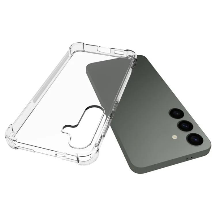 For Galaxy S24 5G WANLONFENG Transparent Four-Corner Shockproof TPU Phone Case with Screen Film - Transparent