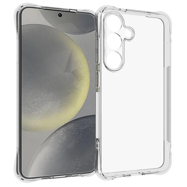 For Galaxy S25 5G WANLONFENG Transparent Four-Corner Shockproof TPU Phone Case with Screen Film - Transparent