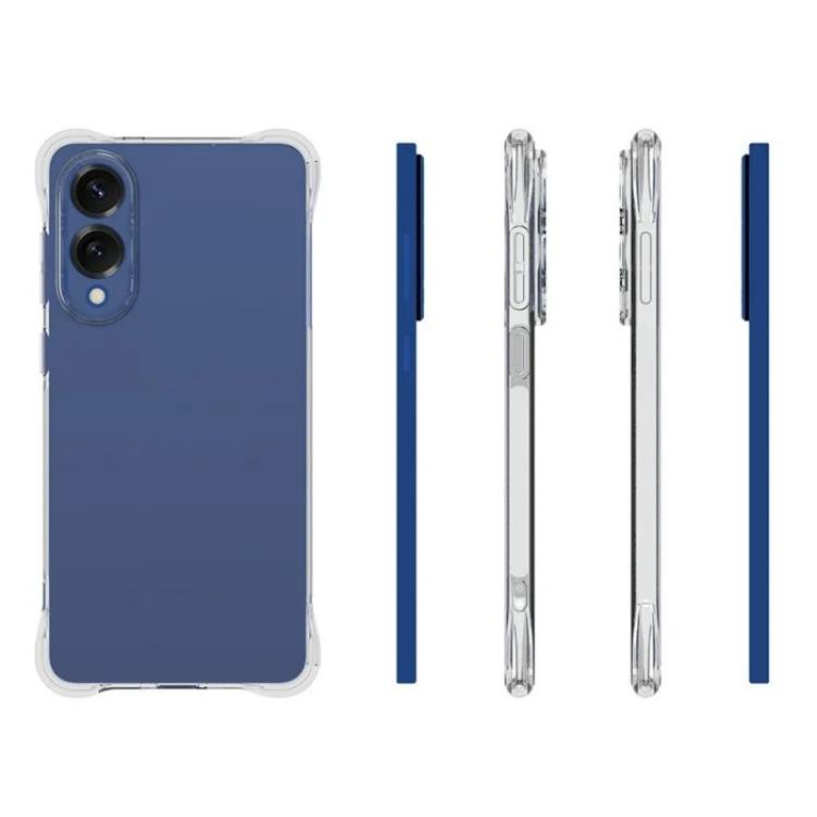 For Galaxy S25 Edge 5G WANLONFENG Transparent Four-Corner Shockproof TPU Phone Case with Screen Film - Transparent