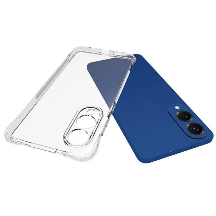 For Galaxy S25 Edge 5G WANLONFENG Transparent Four-Corner Shockproof TPU Phone Case with Screen Film - Transparent