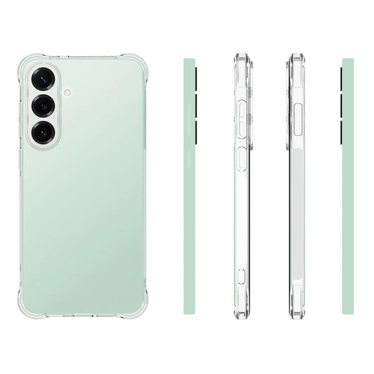 For Galaxy S25 FE 5G WANLONFENG Transparent Four-Corner Shockproof TPU Phone Case with Screen Film - Transparent