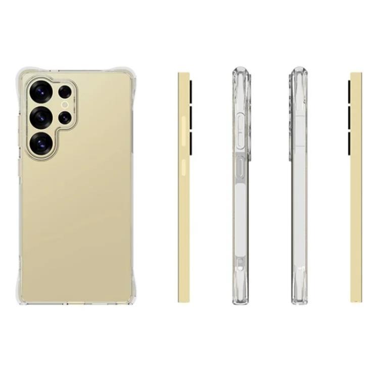 For Galaxy S25 Ultra 5G WANLONFENG Transparent Four-Corner Shockproof TPU Phone Case with Screen Film - Transparent