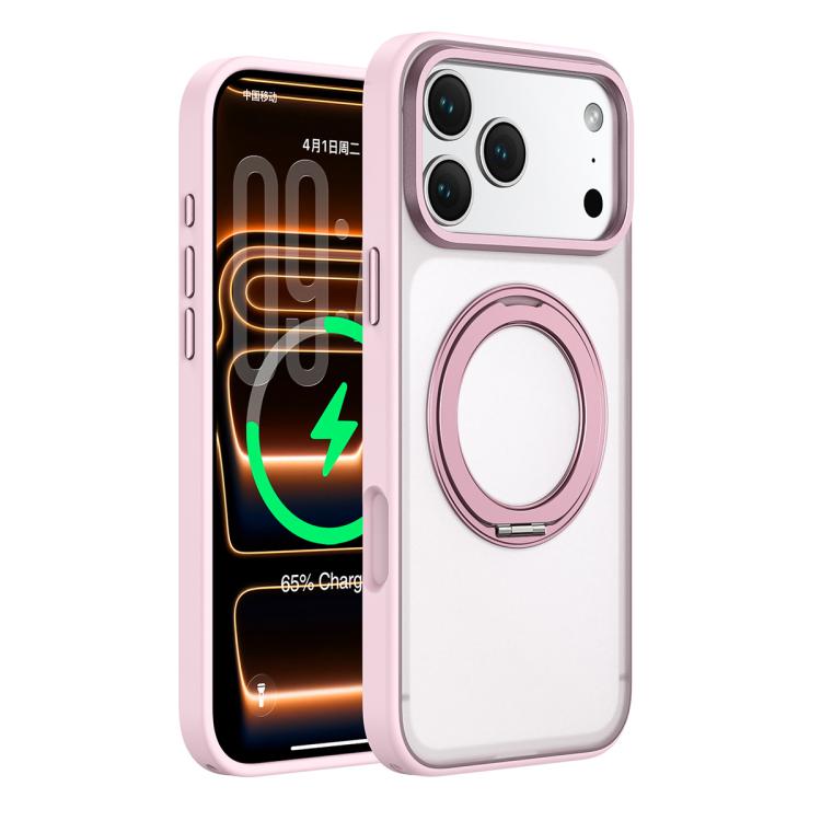 For iPhone 17 Pro Max Colorful Skin-Friendly Metal Lens Frame Magnetic Rotating Holder Phone Case