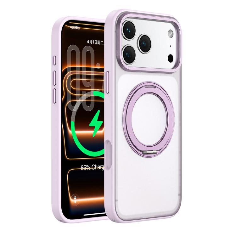 For iPhone 17 Pro Colorful Skin-Friendly Metal Lens Frame Magnetic Rotating Holder Phone Case