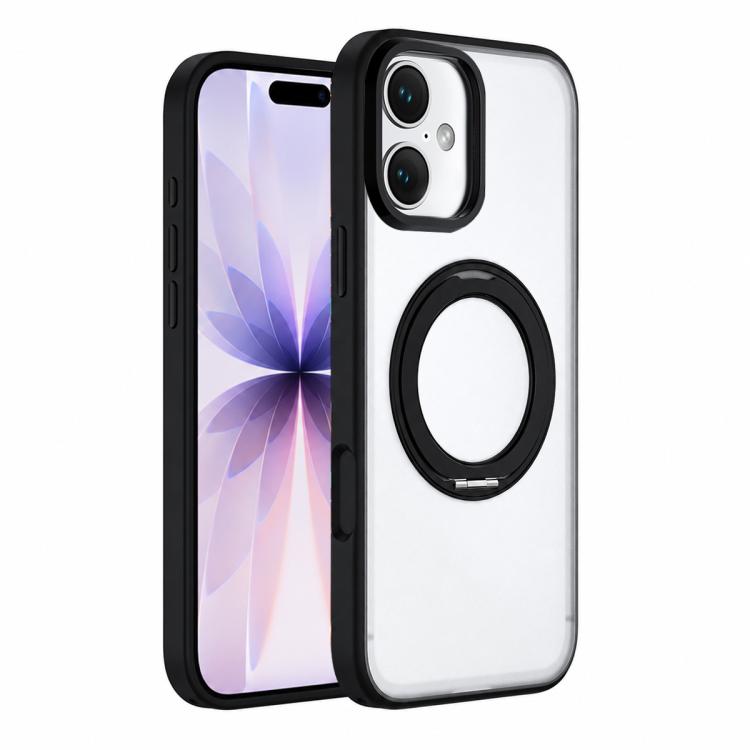 For iPhone 17 Colorful Skin-Friendly Metal Lens Frame Magnetic Rotating Holder Phone Case