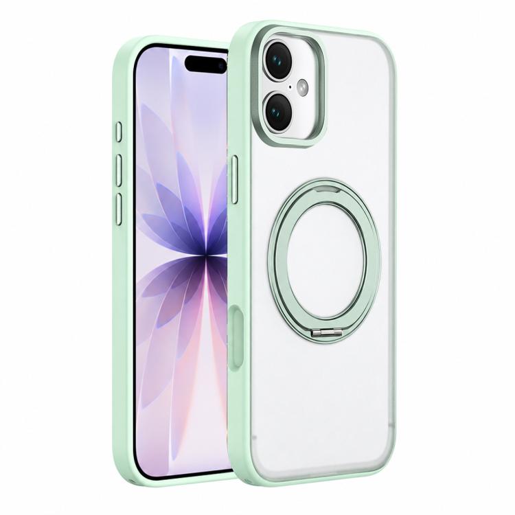 For iPhone 17 Colorful Skin-Friendly Metal Lens Frame Magnetic Rotating Holder Phone Case