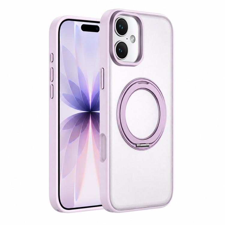 For iPhone 17 Colorful Skin-Friendly Metal Lens Frame Magnetic Rotating Holder Phone Case