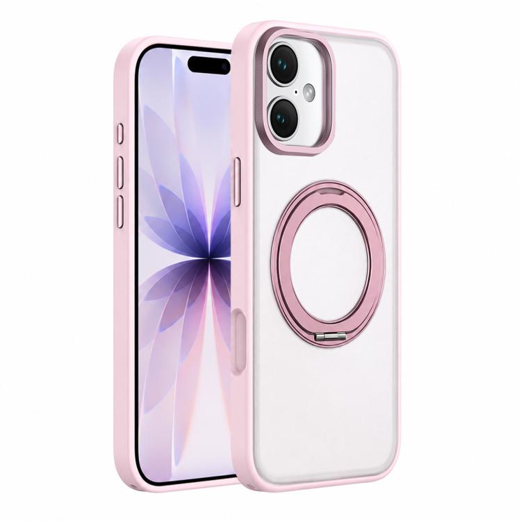 For iPhone 17 Colorful Skin-Friendly Metal Lens Frame Magnetic Rotating Holder Phone Case
